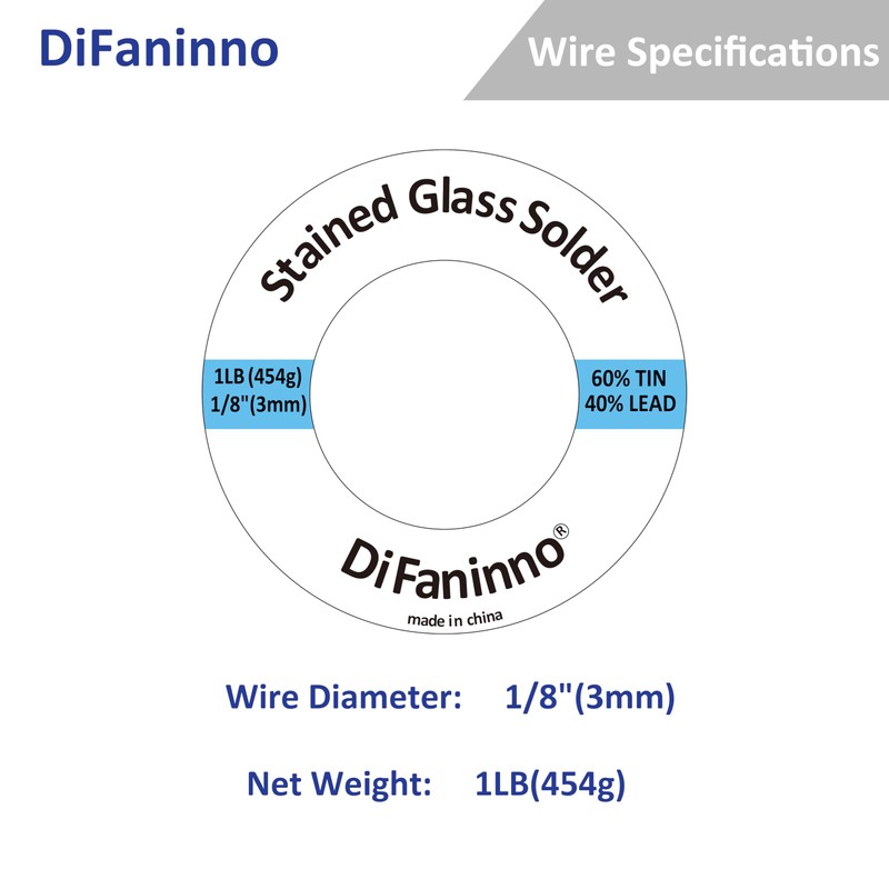 60/40 solder for stained glass 3mm (1/8") Dia. Net weight