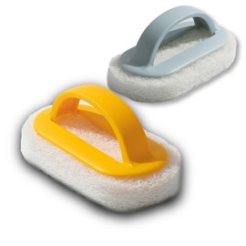 2 Stück Pool Bürsten Set,Pool Schwamm Bürsten,Pool Reinigungsbürste für Spa, Badewannen Poolflecken,Pool zubehör,Schwimmbad Bürste mit Griff, Poolbürste(Blau/Gelb)