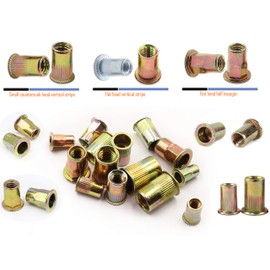 LBY 170pcs Carbon Steel Rivet Nuts,M4/5/6 /8 Thread Insert Nutsert (Small Countersunk Head and Half-Hexagonal) Rivnut Assortment Kit,Carbon Steel Zinc-Plated Yellow