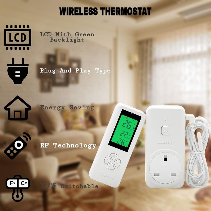 DIGITEN WTC200 Plug in Thermostat Wireless Thermostat Greenhouse Thermostat Remote