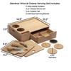 Mobilevision Bamboo Wine & Cheese Serving Tray Plus Drawer for
