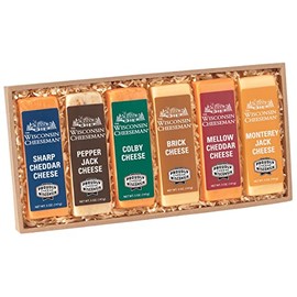 The Wisconsin Cheeseman Assorted Cheese Bars – Sharp Cheddar, Colby, Pepper Jack, Brick, Monterey Jack, Mellow Cheddar – Gift Basket for Adults, Holiday or Thank You Gifts – Pack of 6
