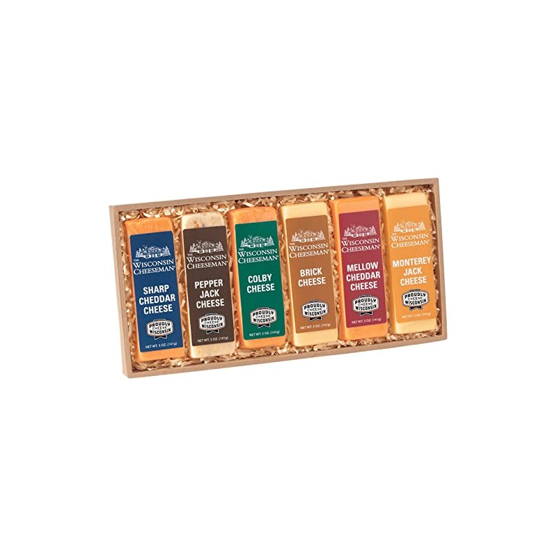 The Wisconsin Cheeseman Assorted Cheese Bars – Sharp Cheddar, Colby,