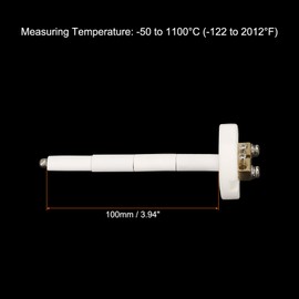 sourcing map K Type Ceramic Kiln Furnace Probe Thermocouple Sensor for Muffle Furnace Oven, High Temperature -50 to 1100°C(-122 to 2012°F) 3x100mm