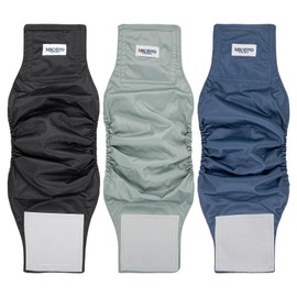 MICOOYO Washable Dog Nappies for Males, Absorbent Nappies for Dogs with Adjustable Velcro Fastening, Reusable Dog Nappies, Pack of 3, L