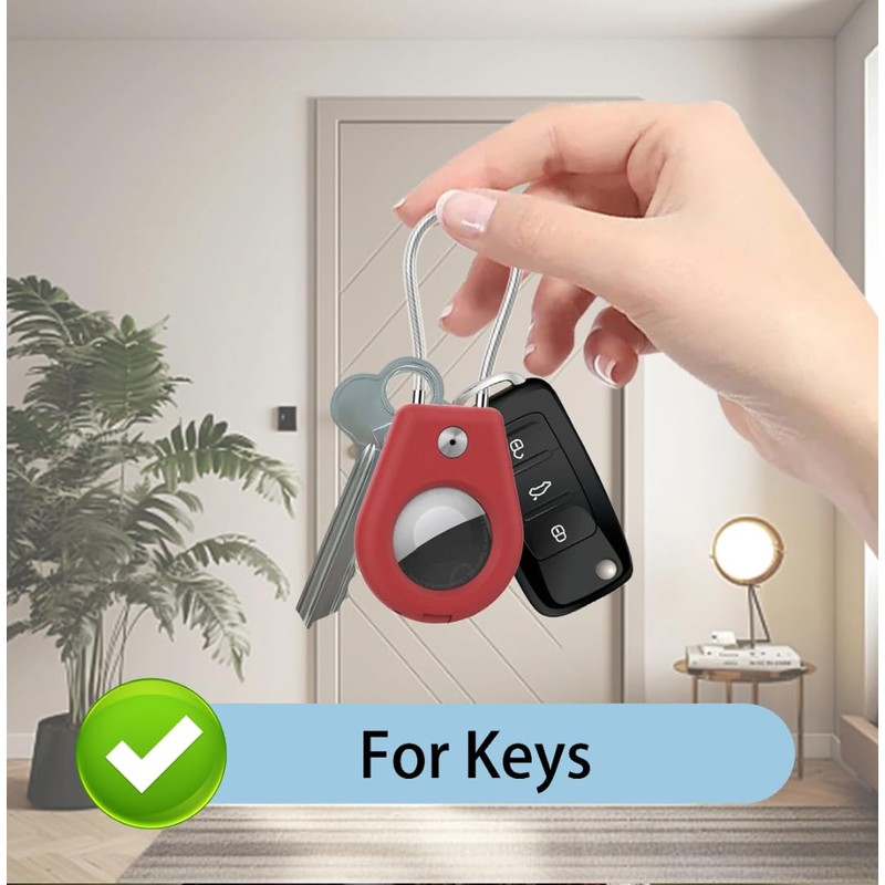 Desangu AirTag Case Keychain Key Ring, Black (White) ((DSG7555))