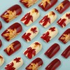 Red Maple Leaf Press on Nails Short Square Shaped Fake