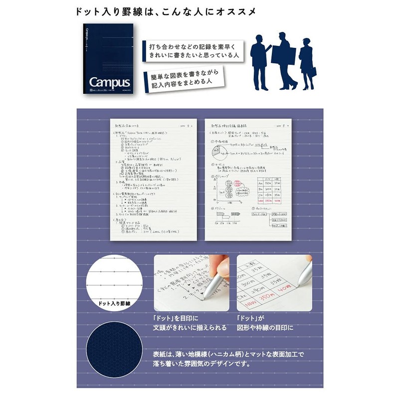Kokuyo Campus Twin Ring Notebook, Medium and Horizontal Rule, Dotted