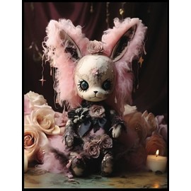 Pink Gothic Pastel Stuffed Bunny Voodoo Doll, Design 3 (WIDE RULED NOTEBOOK): Embrace the Dark Whimsy and Unleash Your Creativity
