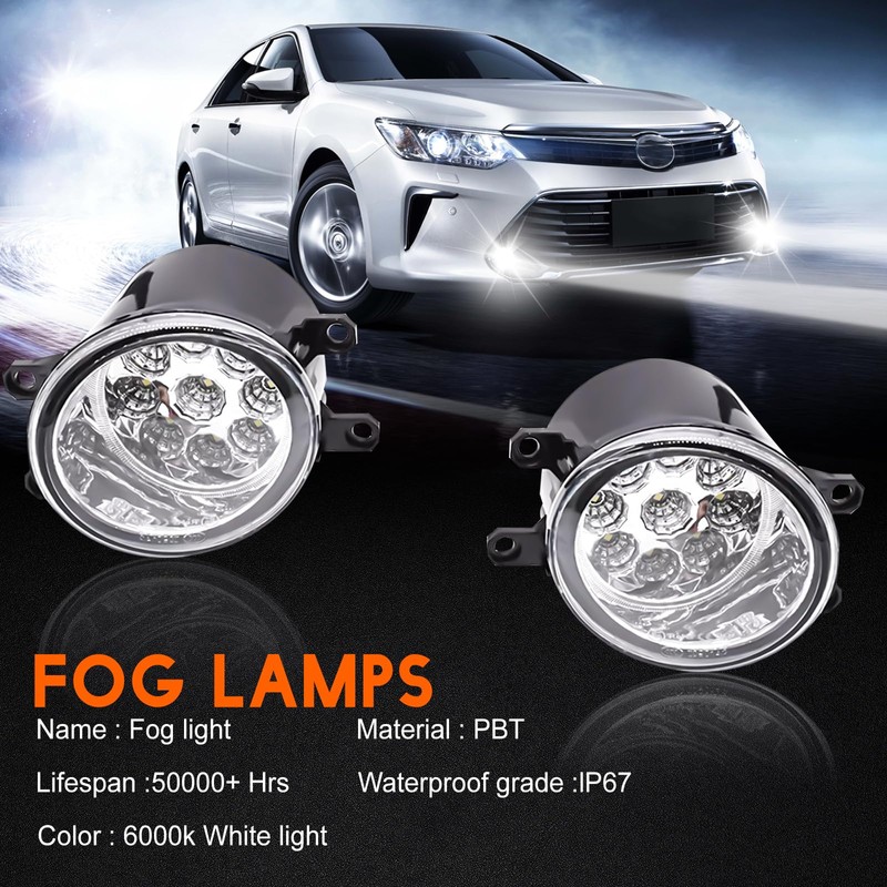 qobsos LED Fog Light For Toyota Camry 2007-2014 Pair Bumper