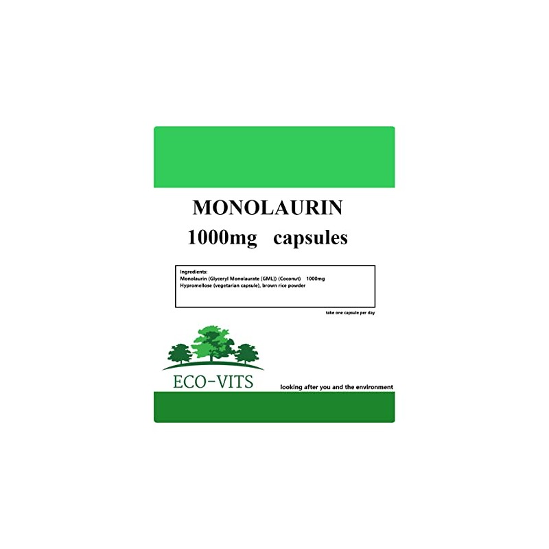 Monolaurin 1000mg (60 Capsules) Antibacterial Immune Health Vegetarian