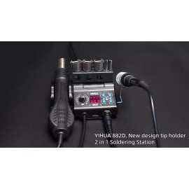 YIHUA 882D 750W Digital Solder Iron Kit Hot Air Gun Rework Soldering Station