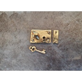 Unbranded Dollhouse Miniature Door Knob Plate Lock Set with Key Gold 1:12 Scale Large