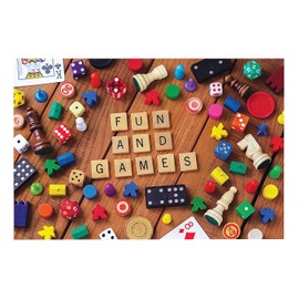 Fun Express Board Game VBS Game Pieces Photo Backdrop Banner - VBS Vacation Bible School Supplies/Decor, 3 Pieces