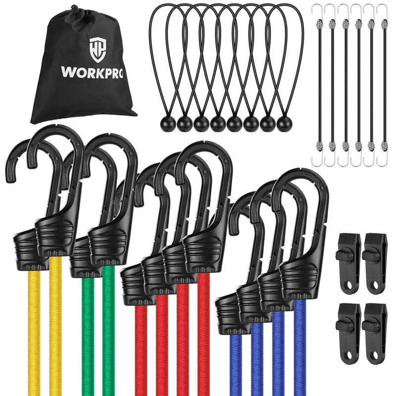 WORKPRO 30-PC Bungee Cords Assortment Includes 10" 18" 24" 32"