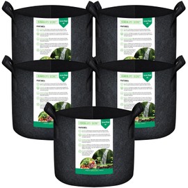 Humboldts Secret Fabric Grow Bags - Non Woven Fabric Plant Pots - Reusable Garden Bags - Plant Grow Bags for Indoor and Outdoor Plants - Thick Fabric Pots with Handles (5-Pack) (7 Gallon)