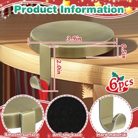 WYTAOHZL 6 Pack Christmas Stocking Holder Round Mantle Stocking Holders with Non-Slip Bases Metal Hanging Hooks for Christmas Fireplace Stand DIY Decoration,Bronze