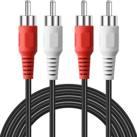 PASOW RCA Cables, 2RCA Male to 2RCA Male Stereo Audio Subwoofer Cable Dual Shielded RCA Cord for Home Theater, HDTV, Amplifier, Hi-Fi Systems, Speakers (3 Feet)