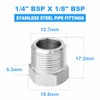 ERGAOBOY ERGAOBOY 10 Pcs 304 Stainless Steel Reducer Hex Bushing,