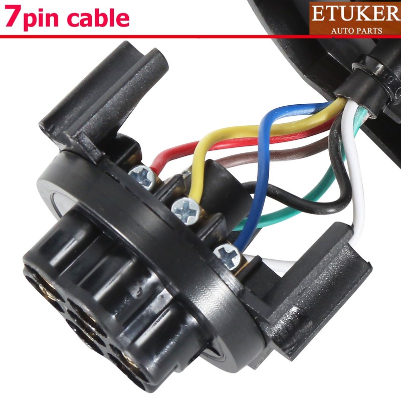ETUKER 7-polige Vorverdrahtete Anhängerkupplungssteckdose,Anhänger Steckdose 7polig mit 1.9m Kabel (7PZ)