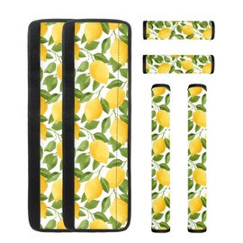 NETILGEN Refrigerator Door Handle Covers Pack of 6, Washable Antiskid Protector for Fridge Oven Keep Your Kitchen Appliance Clean from Smudges, Food Stains, Lemon Leaf on White