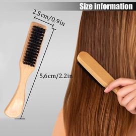 1 Pcs Slick Back Hair Brush, Mens Beard Brush, Original Wood Color, Smoothing Hair Gel Womem for Afro Wet Curly or Damaged Reducing Breakage, Small Compact Lightweight