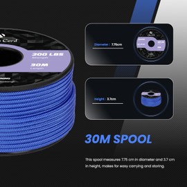 Abma Cord 2mm Paracord 30m Nylon Rope 3 Strands Type I Cord for DIY, Camping, Outdoor - Max. 90kg (200lbs) - Dark Blue