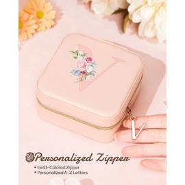 Enthralite Travel Jewelry Box for Girls: Traveling Jewelry Case Gift for Women - Mini Organizer for Necklaces Earrings Pink V