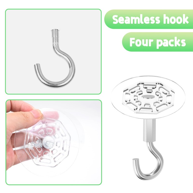 4 PCS Adhesive Ceiling Hooks, 30lbs Super Heavy Duty Command