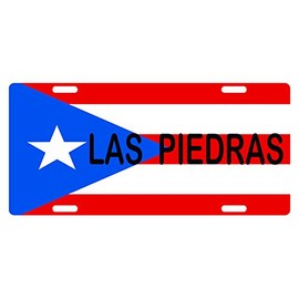 Fast Service Designs Puerto Rico Flag LAS PIEDRAS License Plate PR Boricua Isla Del Encanto Emblem