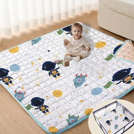 Baby Play Mats for Floor, 50x50 Playpen Mat Thick Soft Crawling Mat Non-Slip Cushioned Playmats for Baby Toddlers Infants Activity & Tummy Time, Foldable & Machine Washable Playmat (Space,50x50)