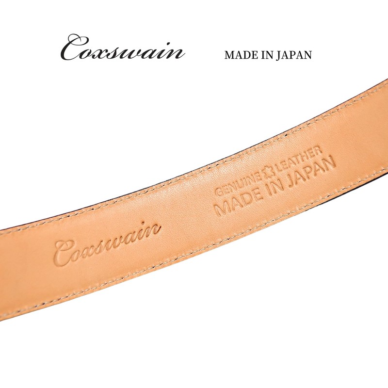 COXSWAIN CW20203-29 Men's Belt, Genuine Leather, Navy, Croc Embossing, 1.2