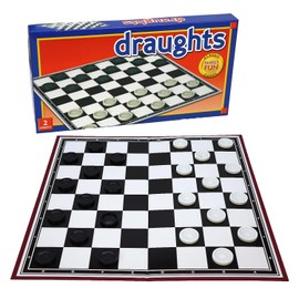 Classic Draughts - Checkers for Children and Adults, Traditional Family Game, Foldable Board, Instructions Included (Draughts)