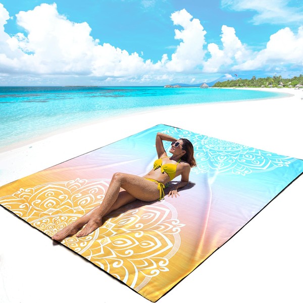 AISPARKY Beach Blanket Waterproof Sandproof Oversized 79" X 83" Lightweight