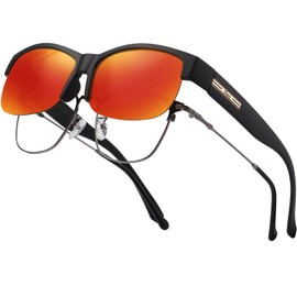 DUCO Fit Over Glasses Unisex Wraparound Glasses Fashion Rimless Wear Over Glasses Polarized Sunglasses for Men and Women 8960