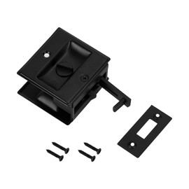 HOME MASTER HARDWARE Privacy Pocket Door Lock Pull Replace Damaged Or Old Sliding Door Locks Premium Quality Solid Brass Matte Black Pocket Door Hardware 2-3/4”x2-1/2”,for 1-3/8” Thickness Door 1 Pack