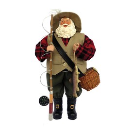 Santa's Workshop 5620 Fly Fishing Santa Figurine, Multi, 12"