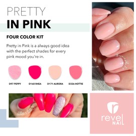 Revel Nail Dip Powder - Pink Powder Dip Nail Polish, Chip Resistant Dip Nail Powder with Vitamin E and Calcium, DIY Manicure, 4-Pack