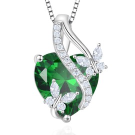 Vesitim Infinite Heart Pendant Sterling Silver Butterfly Necklace Created Emerald Jewelry Gift for Women