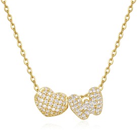 KissYan Bubble Heart Initial Necklaces for Women, 14K Gold Plated Tiny A-Z Letter Pendant Choker Dainty CZ Monogram Jewelry Gifts, Copper, Cubic Zirconia