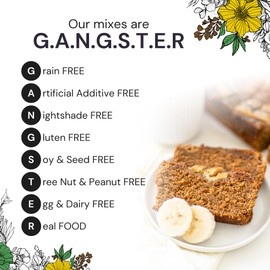 eat G.A.N.G.S.T.E.R. Vegan Banana Bread Mix, Allergy-Friendly Baking Mix, Grain-Free, No Dairy, Nuts, Gluten, Dairy, For Paleo & AIP Diets, Delicious Loaf, Doughnuts, Breakfast, Healthy Snack, Dessert