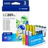 LC201XL LC2013PKS C/M/Y Ink Cartridges 3-Pack Replacement for Brother Printer