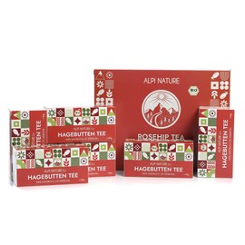 Organic Rosehip Tea by Alpi Nature, 120 Rosehip Tea Bags, 240g 8.5 oz, Pack of 6 x 20 Bags of 2g each, Dried Rosehips for Preparing Herbal Infusions