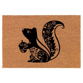 Coir Doormat Front Door Mat New Home Closing Housewarming Gift Fancy Squirrel (30" x 18" Standard)