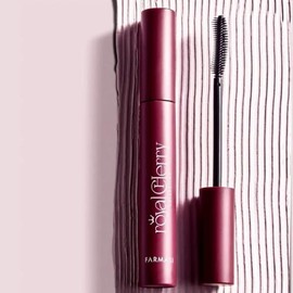 Máscara de Pestañas Royal Cherry Farmasi - Volumen, Longitud y Rizo Intenso | Ultra Black con Cepillo de Silicona | Vegana y de Larga Duración - 9 ml
