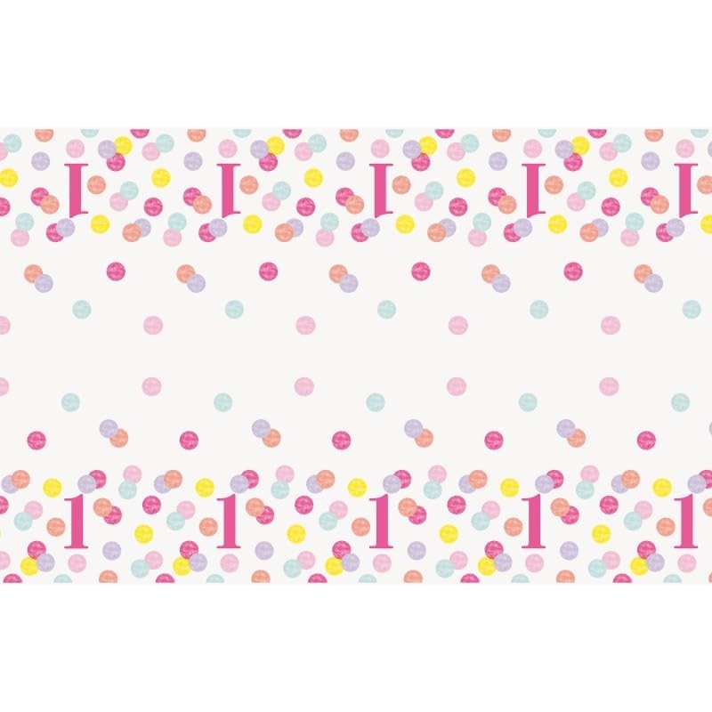 Pink Dots 1st Birthday Table Cover (137cm x 213cm) -