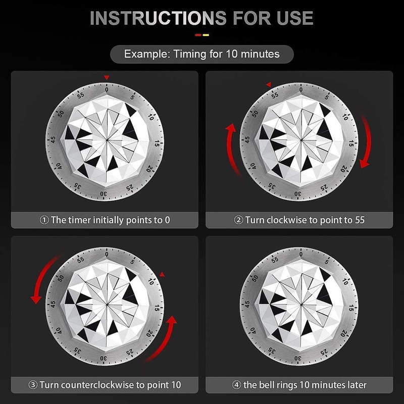 Binnan Kitchen Timer Egg Timer Stainless Steel Timer Mechanical Digital