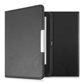 kwmobile Flip Case Compatible with Tolino Shine 2 HD Case - eReader Case Made of Faux Leather - Cover - Black