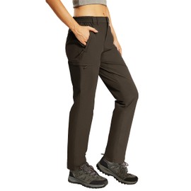 Haimont Women's Quick Dry Cargo Pants Lightweight Water-Resistant Tactical Hiking Pants with 6 Pockets Deep Brown L