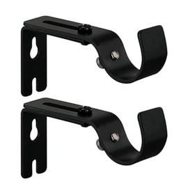 Curtain Rod Bracket, 1 inch Curtain Rod Holders Set of 2, Adjustable Curtain Rod Brackets for Wall, Black
